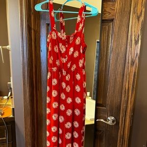 Floral red jumpsuit